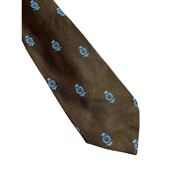 Vintage Olive Green Shield Necktie Polyester - Picture 3 of 4